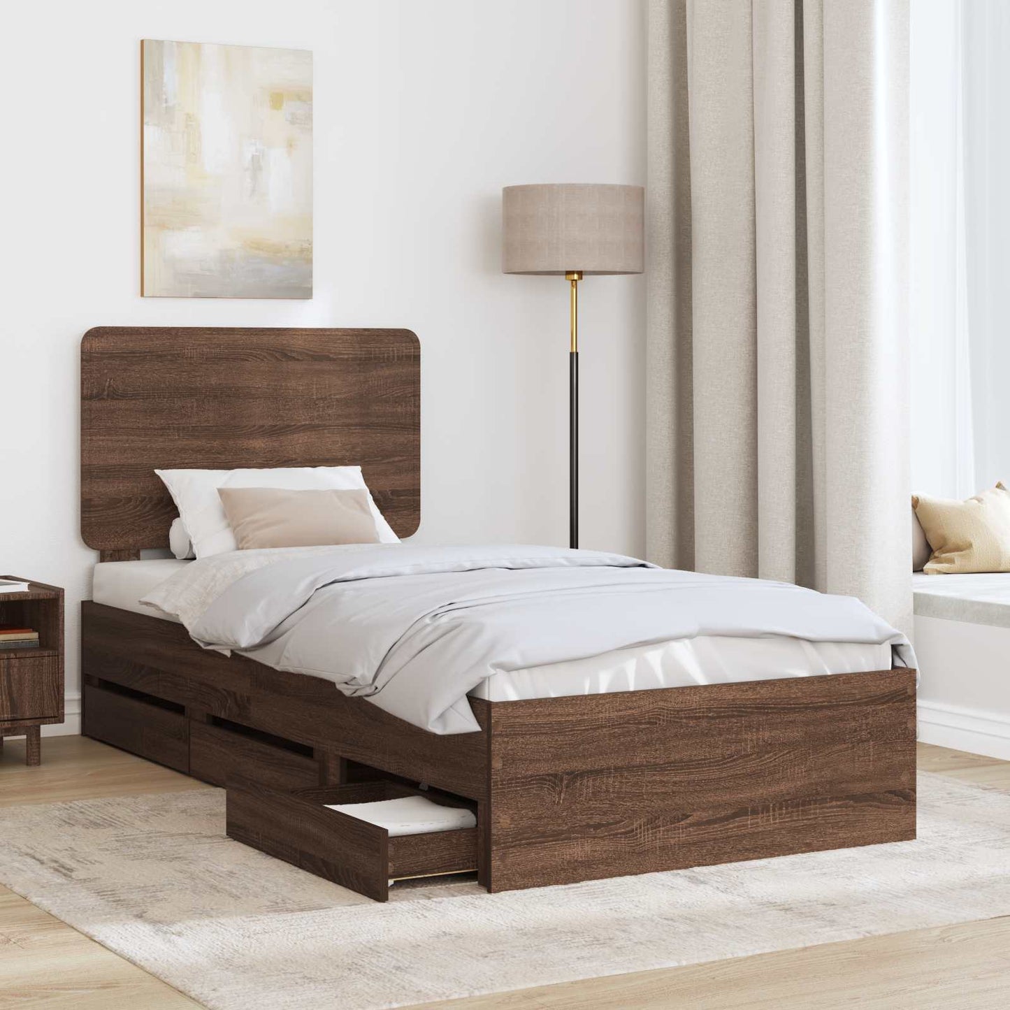 Struttura del letto con cassetto Rovere Marrone 100 x 200 cm