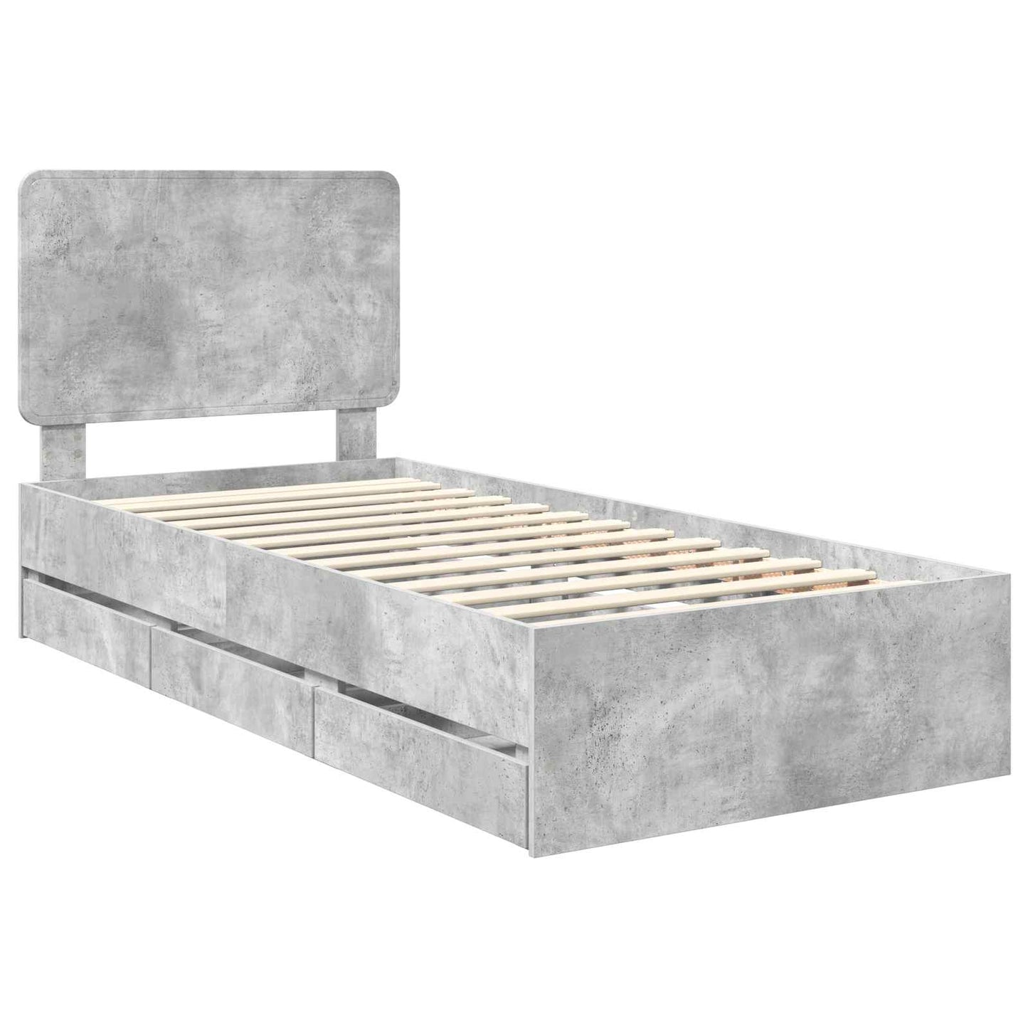Struttura del letto con cassetto Grigio cemento 90 x 190 cm