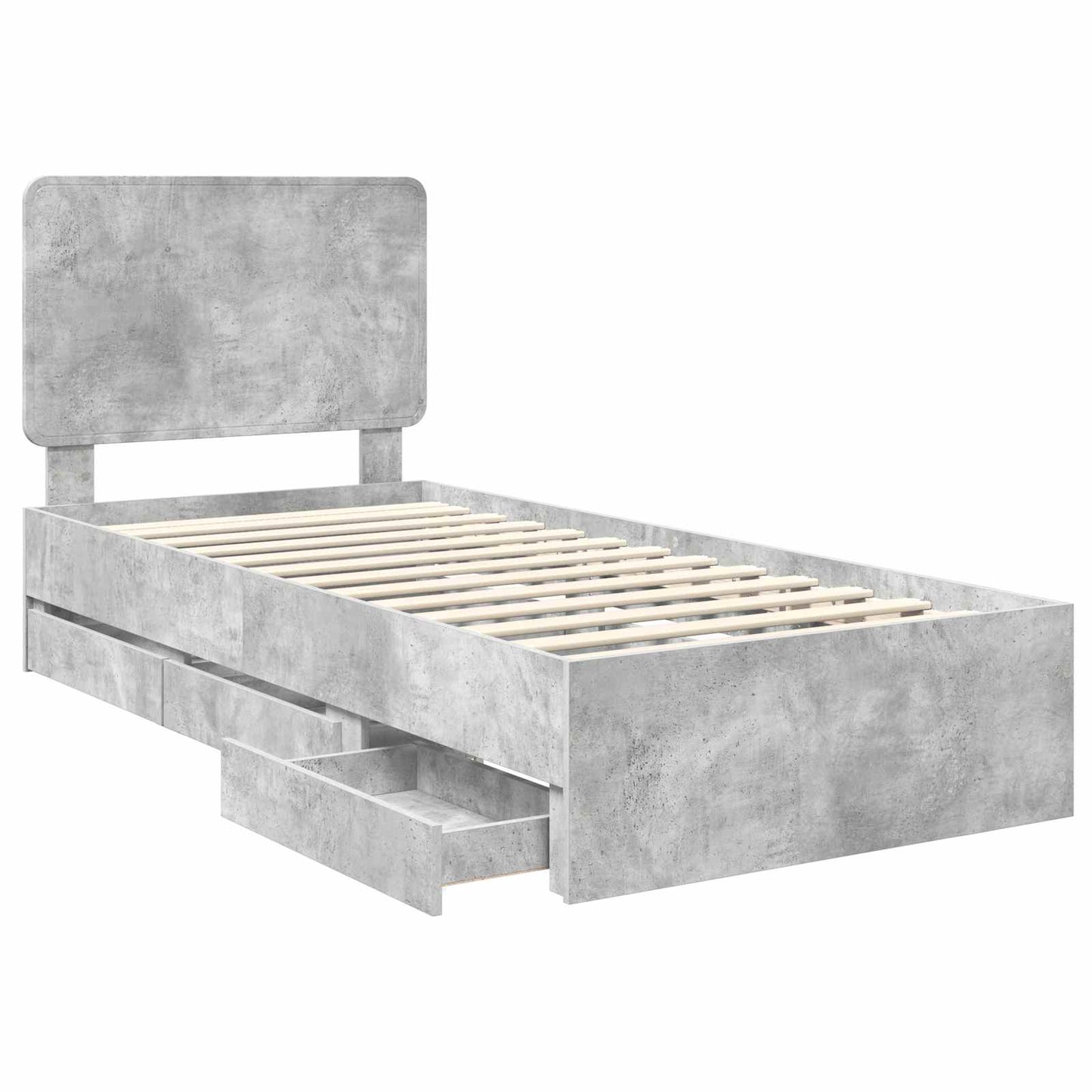 Struttura del letto con cassetto Grigio cemento 90 x 190 cm