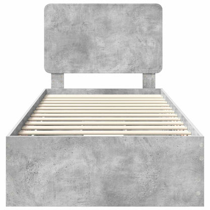 Struttura del letto con cassetto Grigio cemento 90 x 190 cm