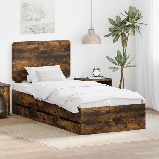 Struttura del letto con cassetto Rovere fumé 90 x 190 cm | homemem39