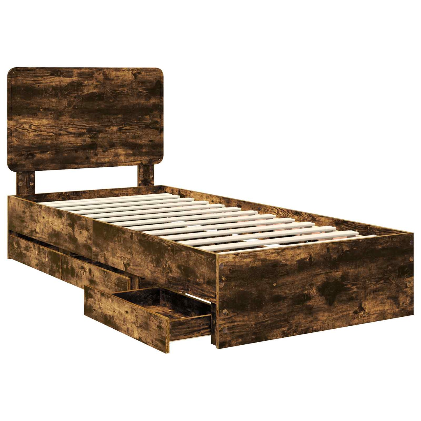 Struttura del letto con cassetto Rovere fumé 90 x 200 cm