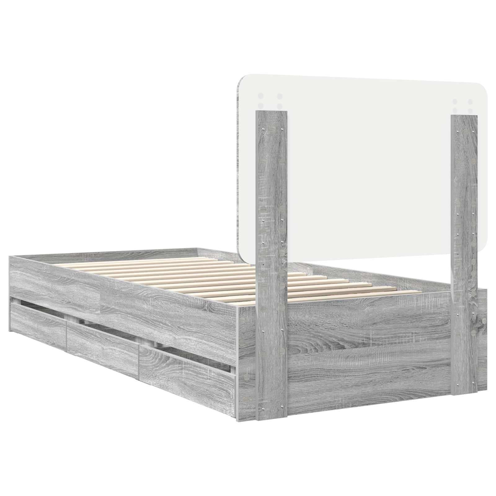 Struttura del letto con cassetto Grigio Sonoma 90 x 190 cm | homemem39