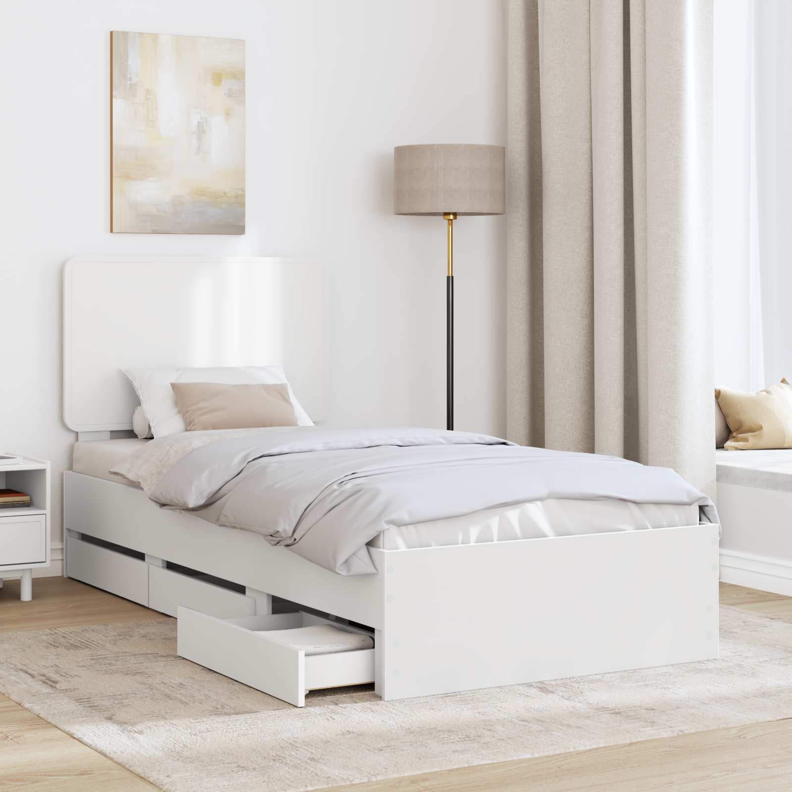 Struttura del letto Bianco 75 x 190 cm Legno Ingegnerizzato | homemem39