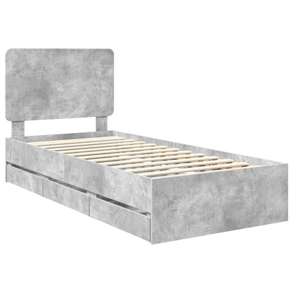 Struttura del letto con cassetto Grigio cemento 75 x 190 cm | homemem39