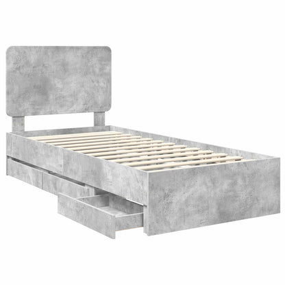 Struttura del letto con cassetto Grigio cemento 75 x 190 cm | homemem39