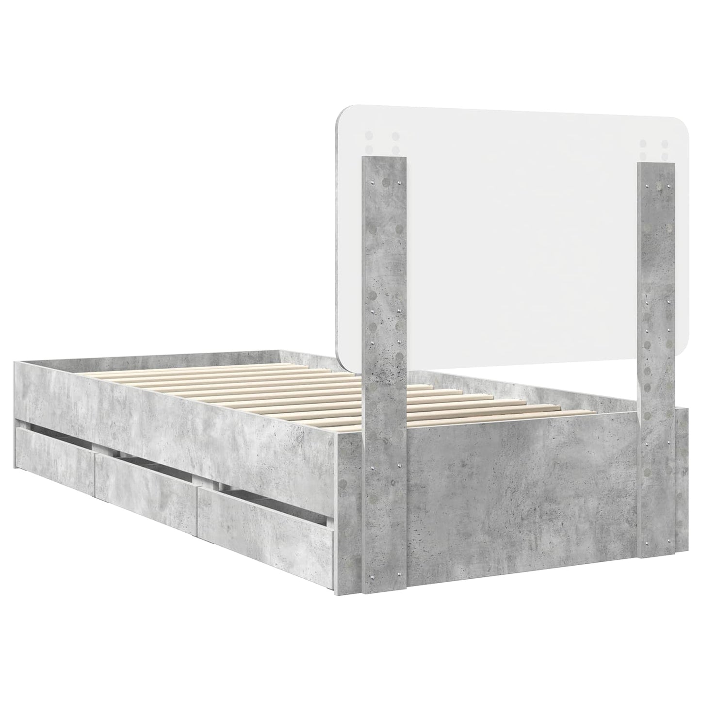 Struttura del letto con cassetto Grigio cemento 75 x 190 cm | homemem39