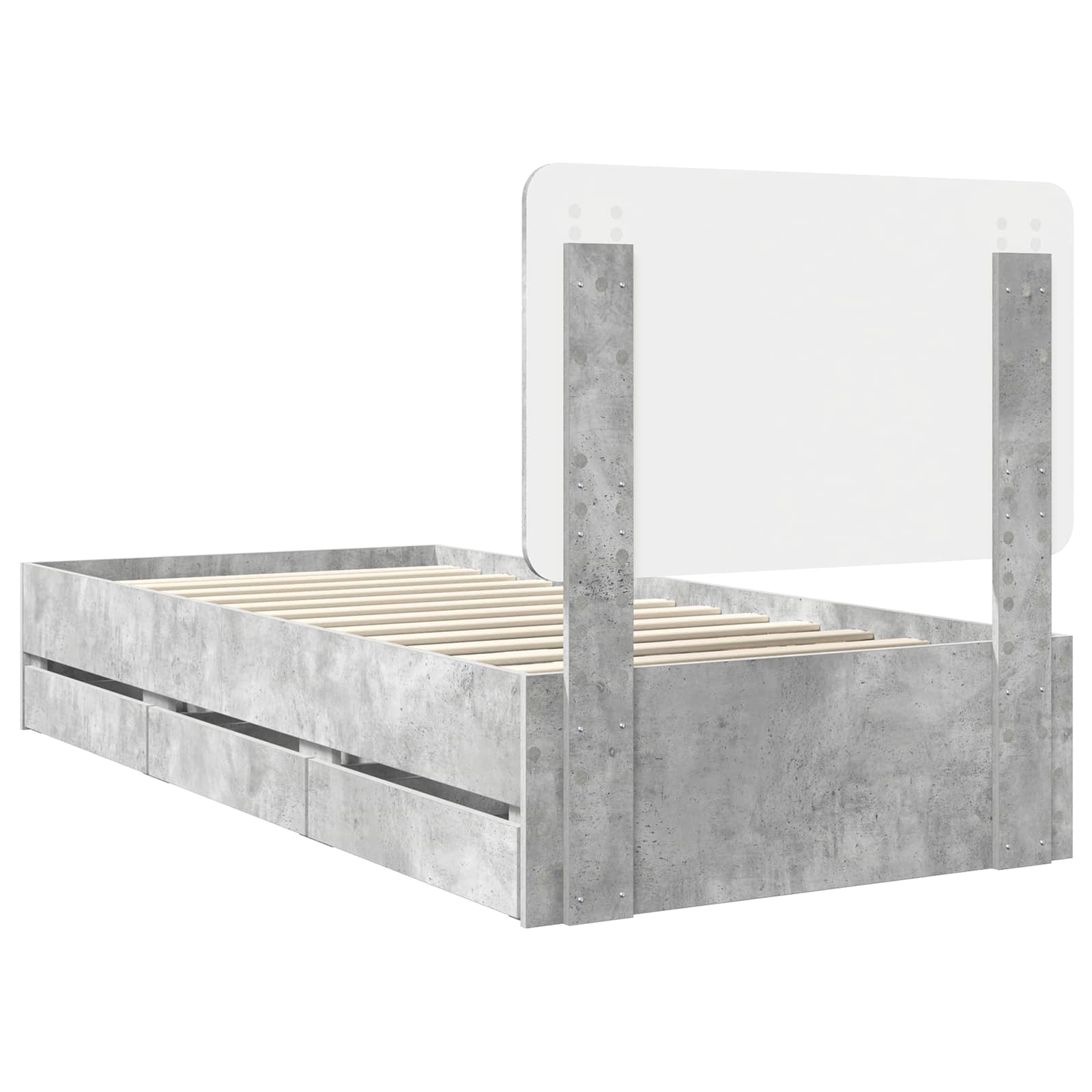 Struttura del letto con cassetto Grigio cemento 75 x 190 cm | homemem39