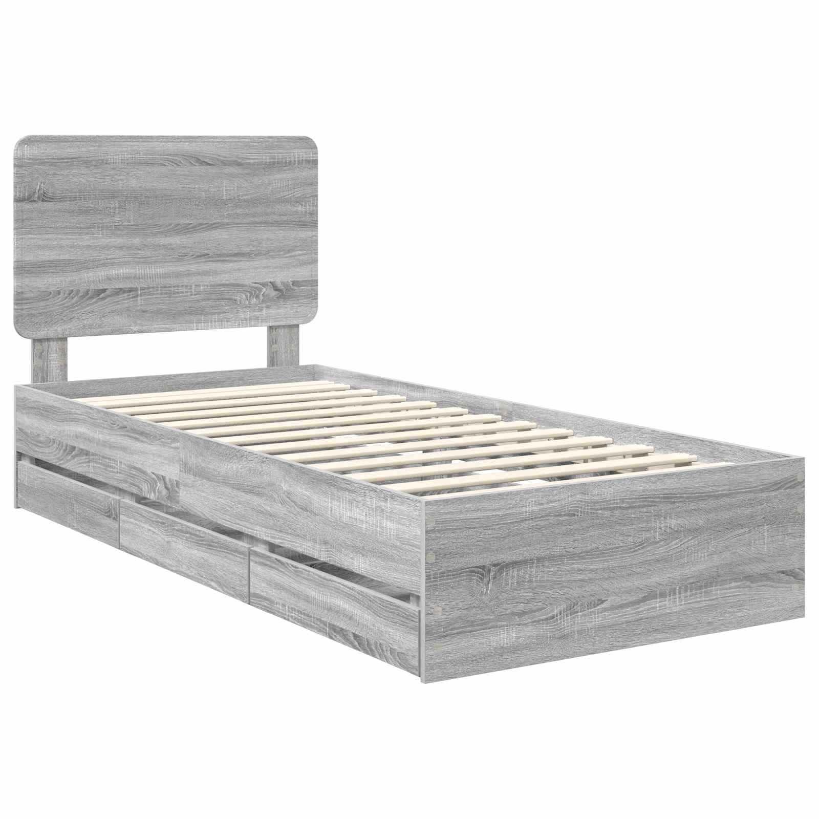 Struttura del letto con cassetto Grigio Sonoma 75 x 190 cm | homemem39