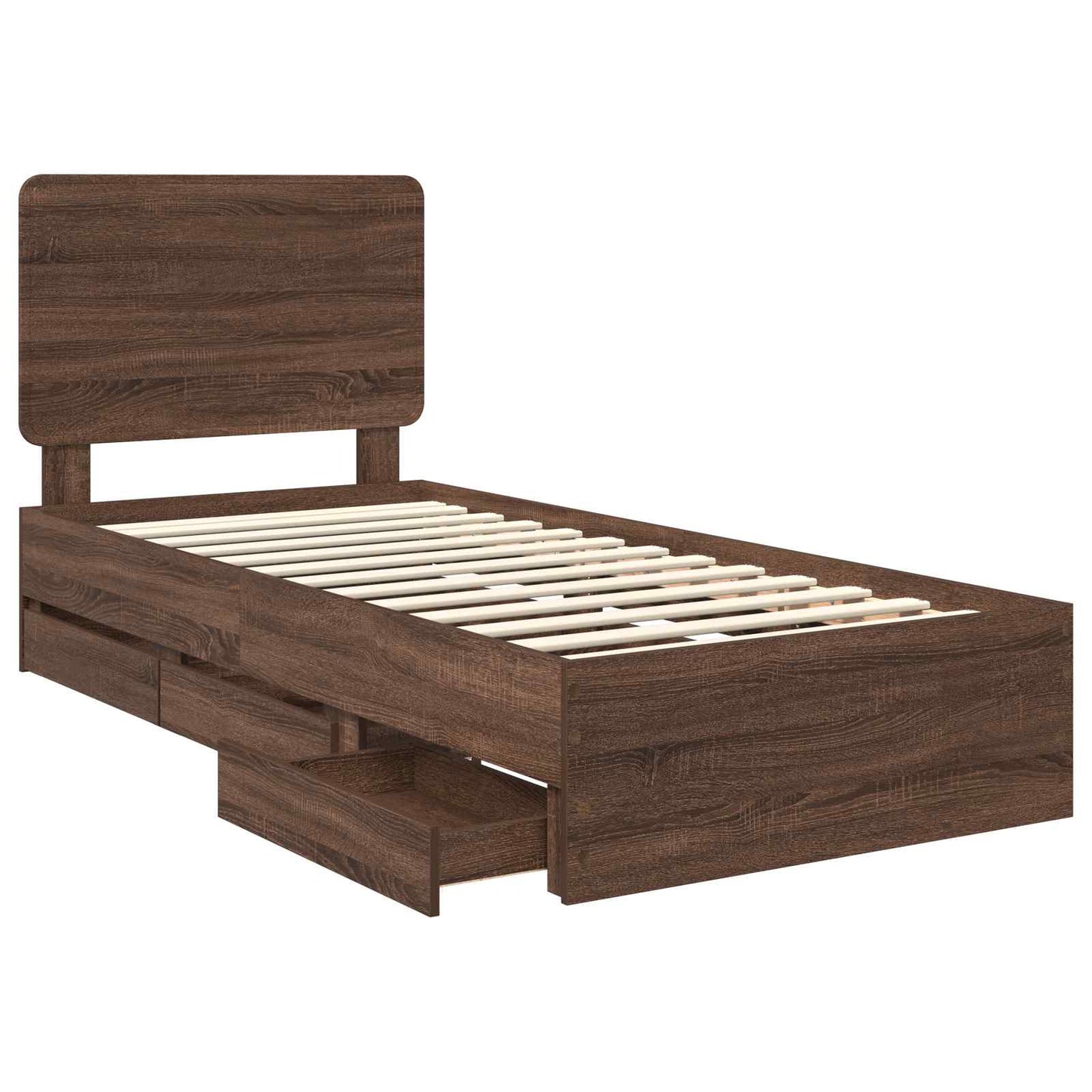 Struttura del letto con cassetto Rovere Marrone 75 x 190 cm | homemem39