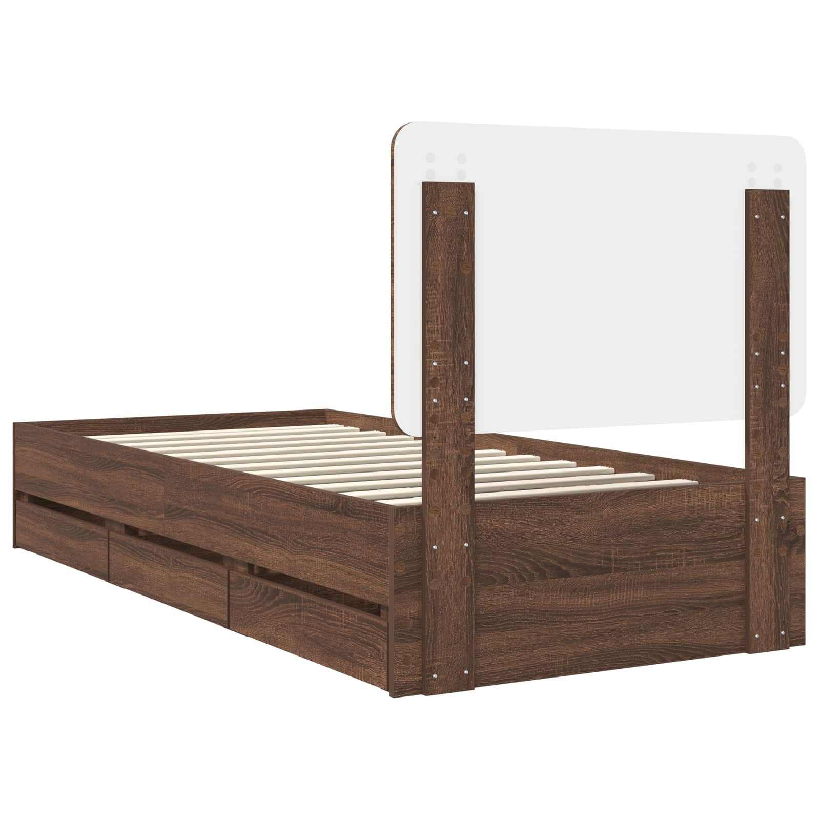 Struttura del letto con cassetto Rovere Marrone 75 x 190 cm | homemem39