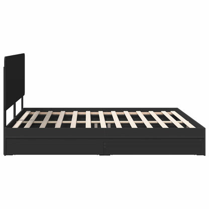 Letto con Contenitore Nero 200 x 200 cm Legno multistrato | homemem39
