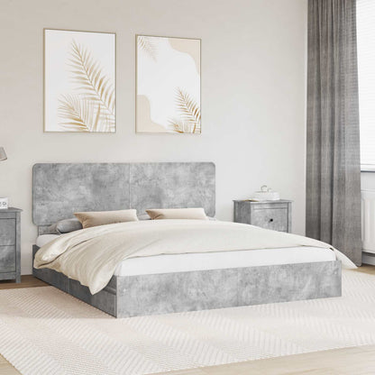 Letto con Contenitore con testiera Grigio cemento 200 x 200 cm | homemem39