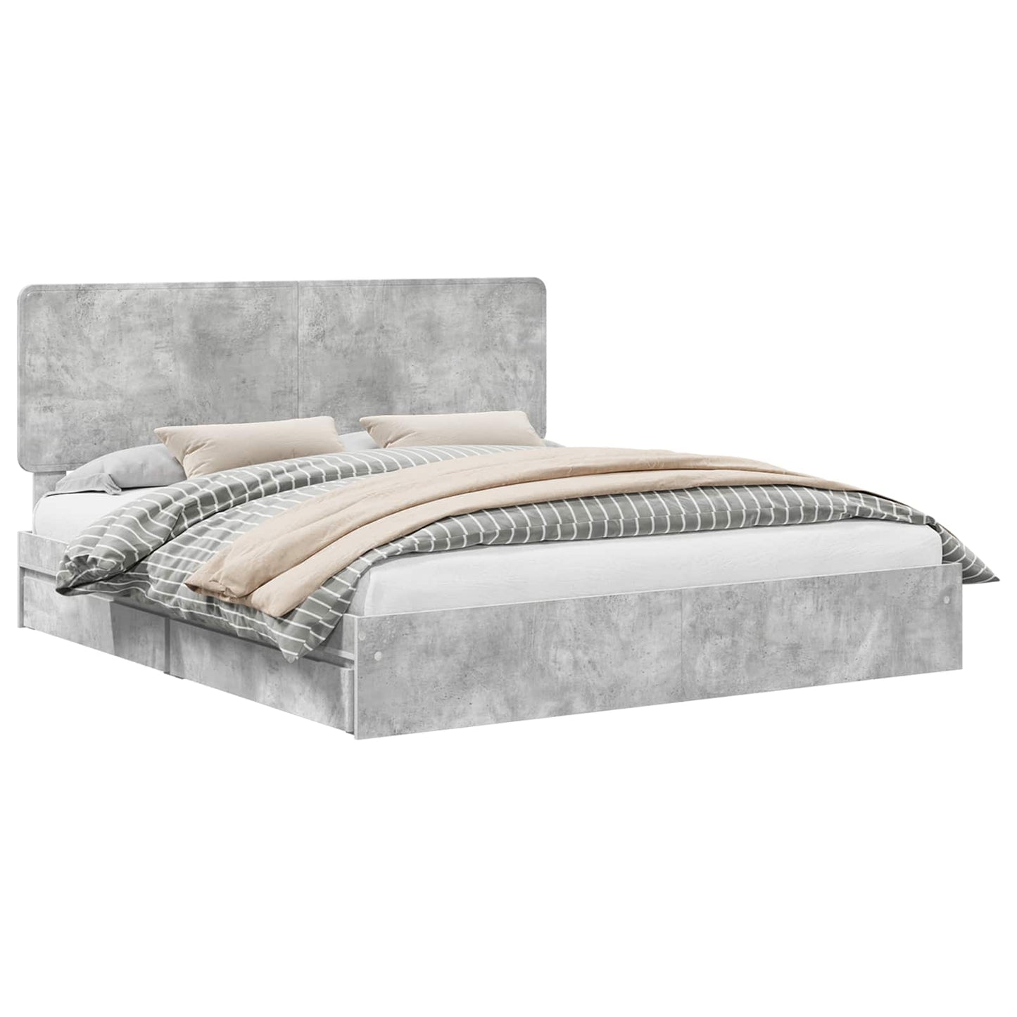 Letto con Contenitore con testiera Grigio cemento 200 x 200 cm | homemem39