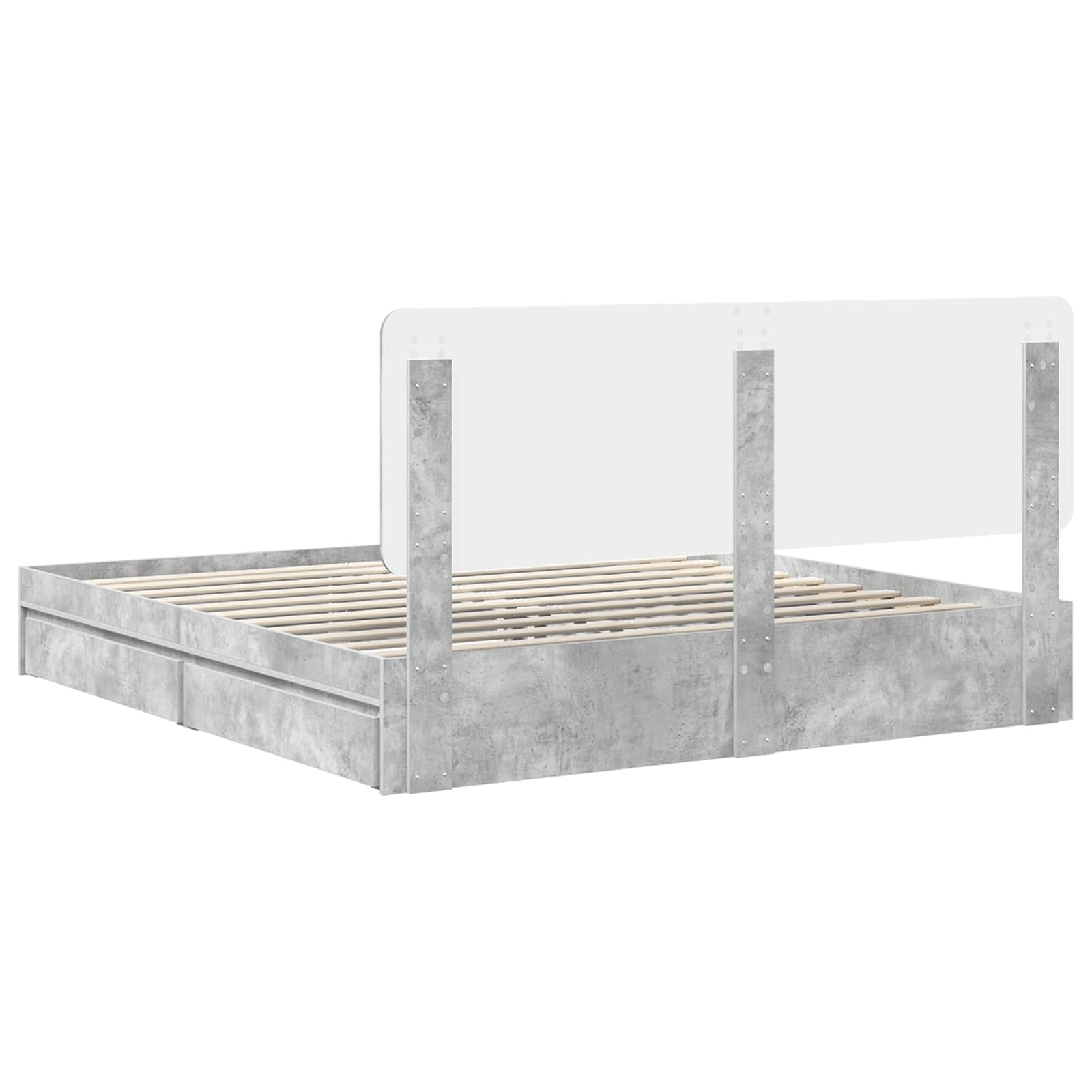 Letto con Contenitore con testiera Grigio cemento 200 x 200 cm | homemem39