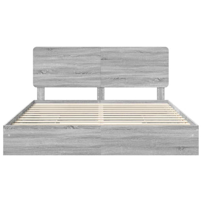 Letto con Contenitore con testiera Grigio Sonoma 200 x 200 cm | homemem39