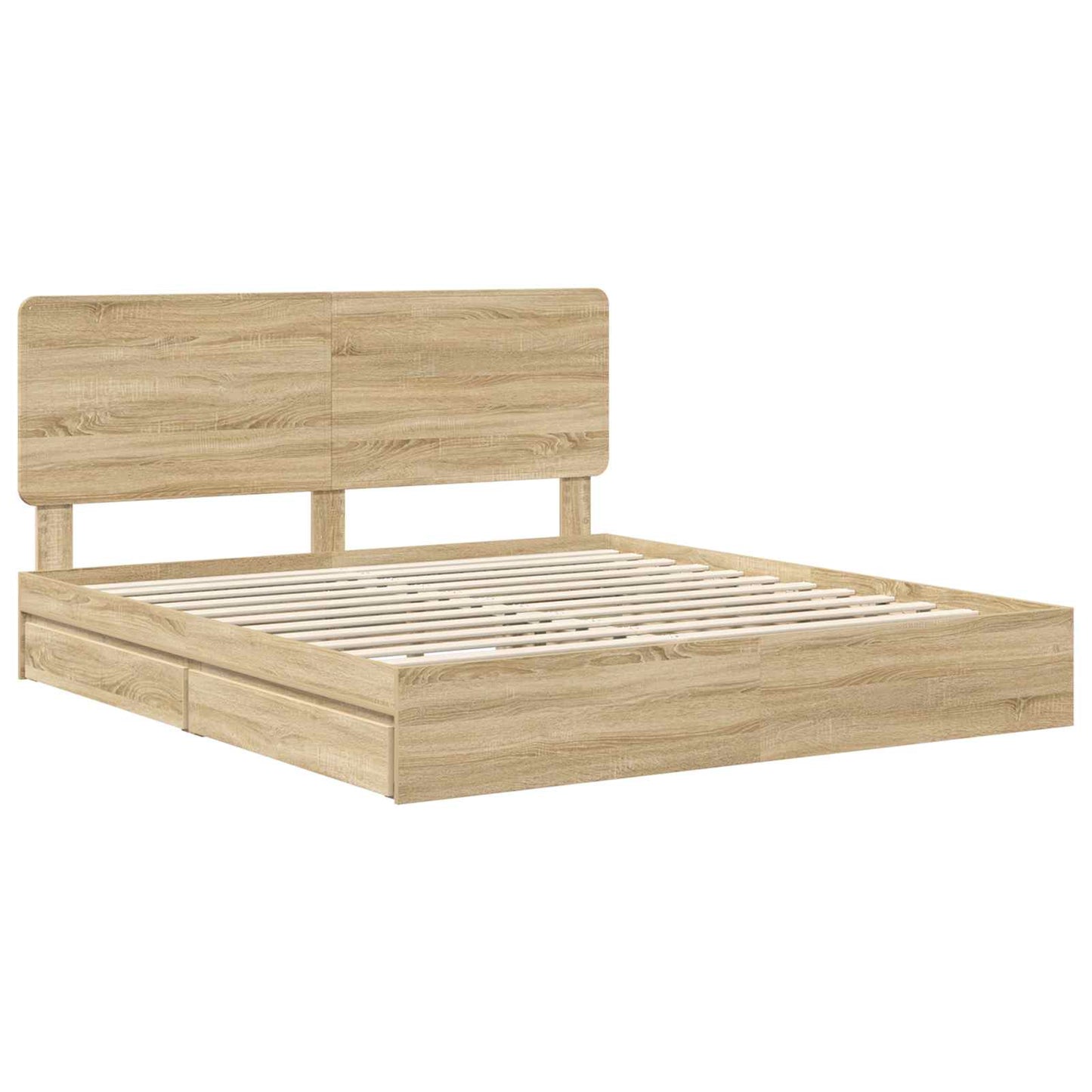 Letto con Contenitore con testiera Rovere Sonoma 180 x 200 cm | homemem39