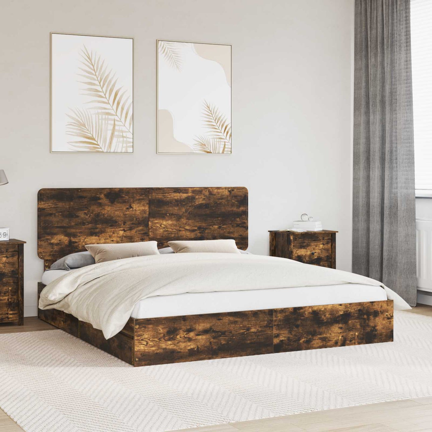 Letto con Contenitore con testiera Rovere fumé 180 x 200 cm | homemem39