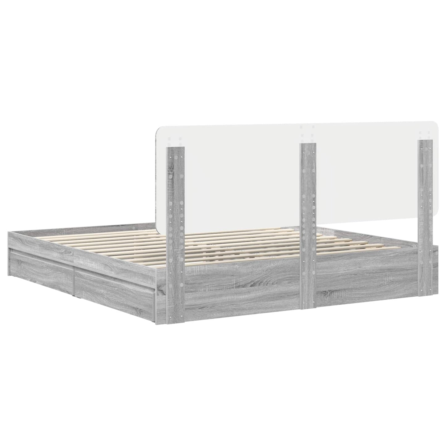 Letto con Contenitore con testiera Grigio Sonoma 180 x 200 cm | homemem39
