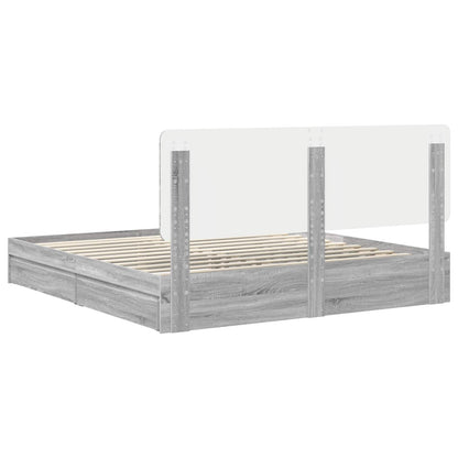 Letto con Contenitore con testiera Grigio Sonoma 180 x 200 cm | homemem39