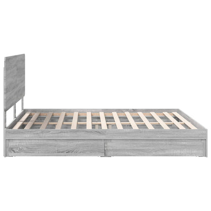 Letto con Contenitore con testiera Grigio Sonoma 180 x 200 cm | homemem39