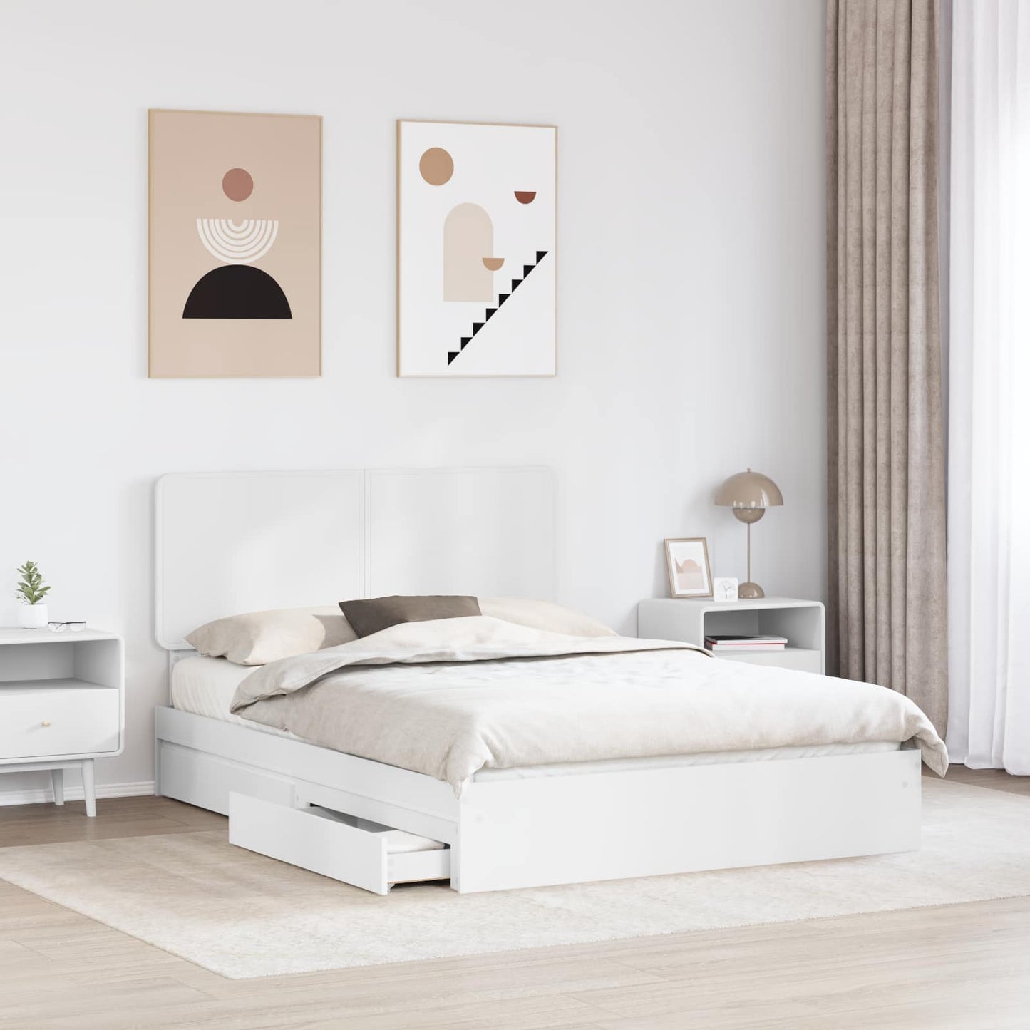 Letto con Contenitore Bianco 160 x 200 cm Legno multistrato | homemem39