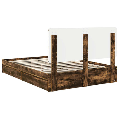 Letto con Contenitore con testiera Rovere fumé 160 x 200 cm | homemem39