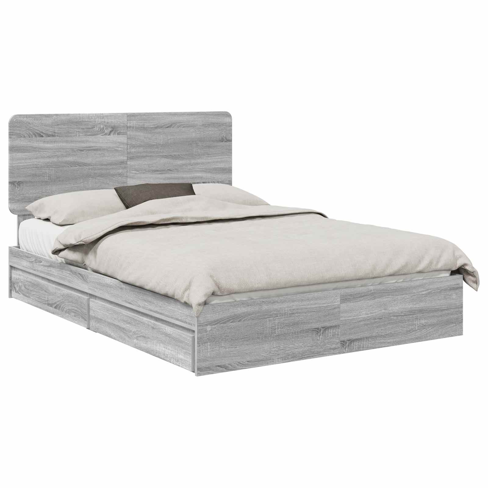 Letto con Contenitore con testiera Grigio Sonoma 160 x 200 cm | homemem39