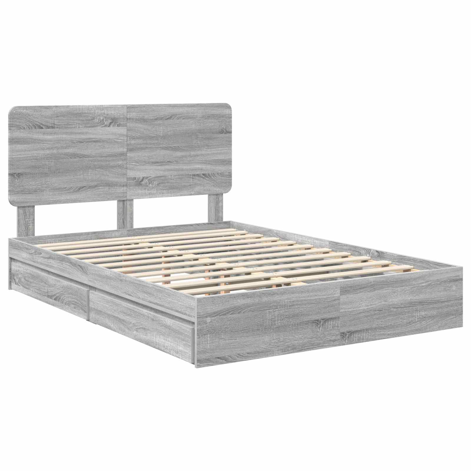 Letto con Contenitore con testiera Grigio Sonoma 160 x 200 cm | homemem39