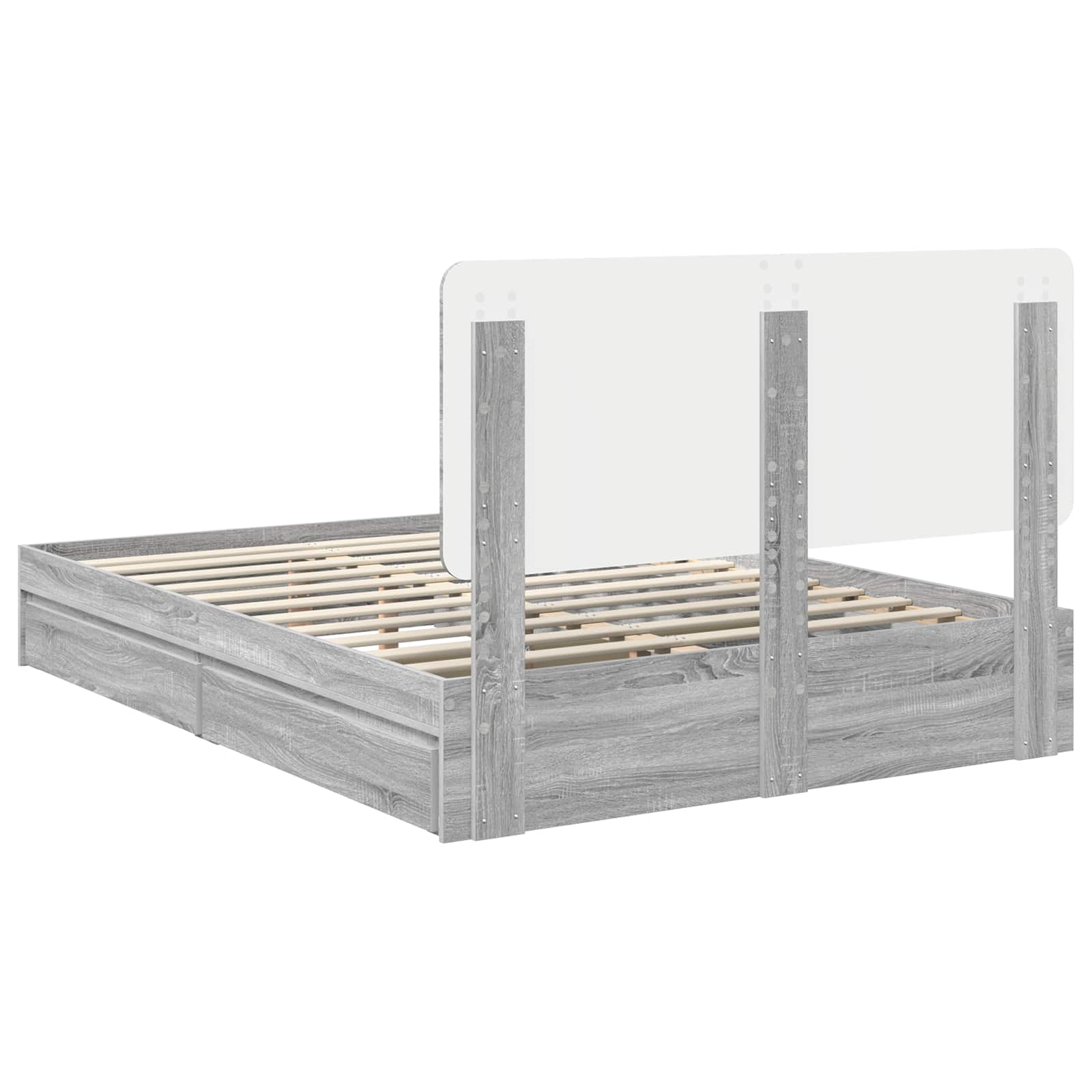 Letto con Contenitore con testiera Grigio Sonoma 160 x 200 cm | homemem39