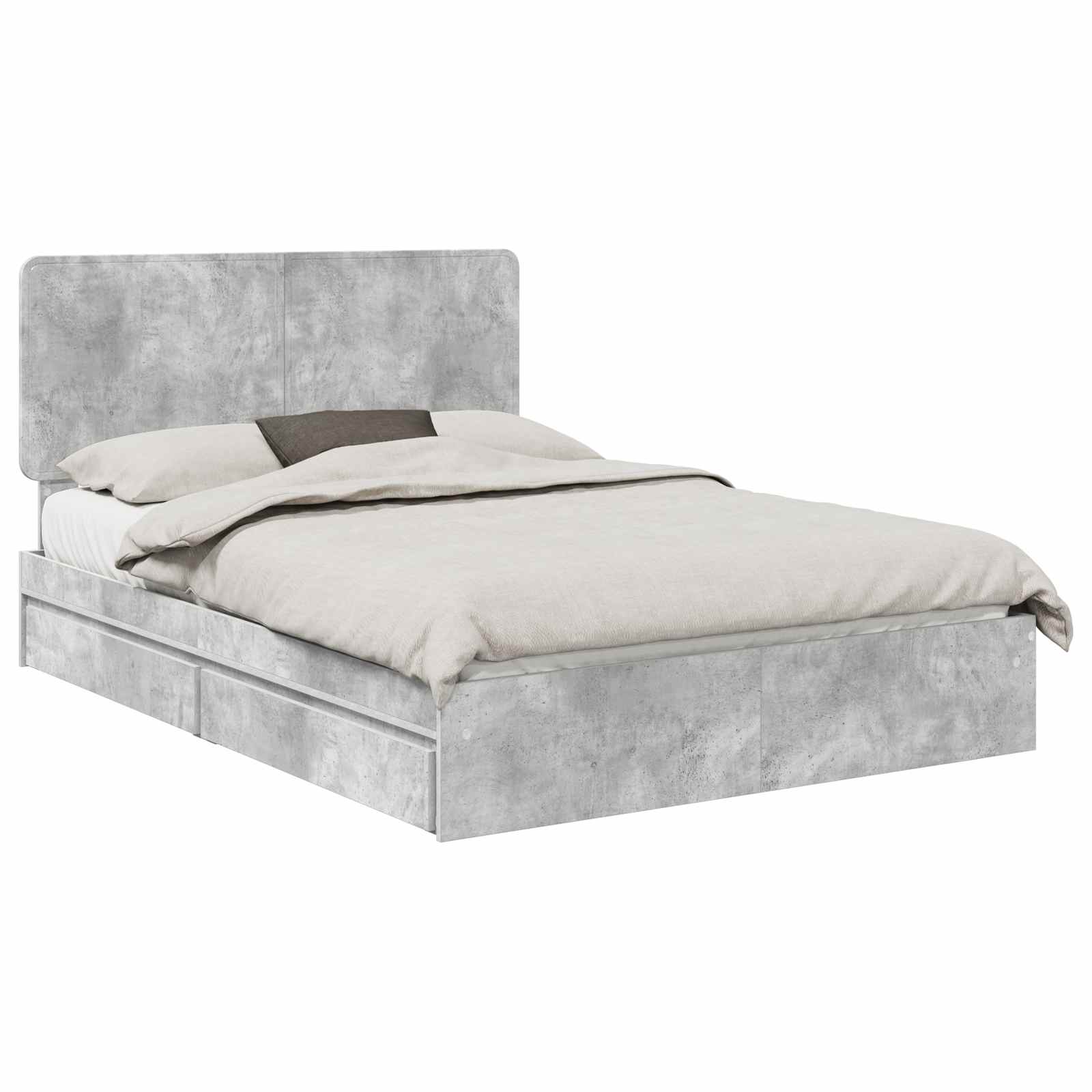 Letto con Contenitore con testiera Grigio cemento 150 x 200 cm | homemem39