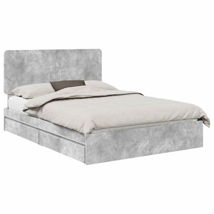 Letto con Contenitore con testiera Grigio cemento 150 x 200 cm | homemem39