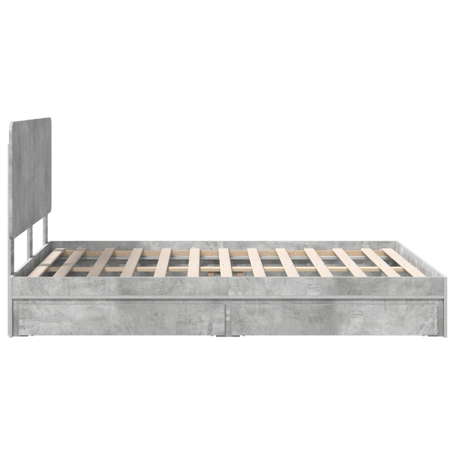 Letto con Contenitore con testiera Grigio cemento 150 x 200 cm | homemem39