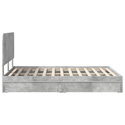 Letto con Contenitore con testiera Grigio cemento 150 x 200 cm | homemem39