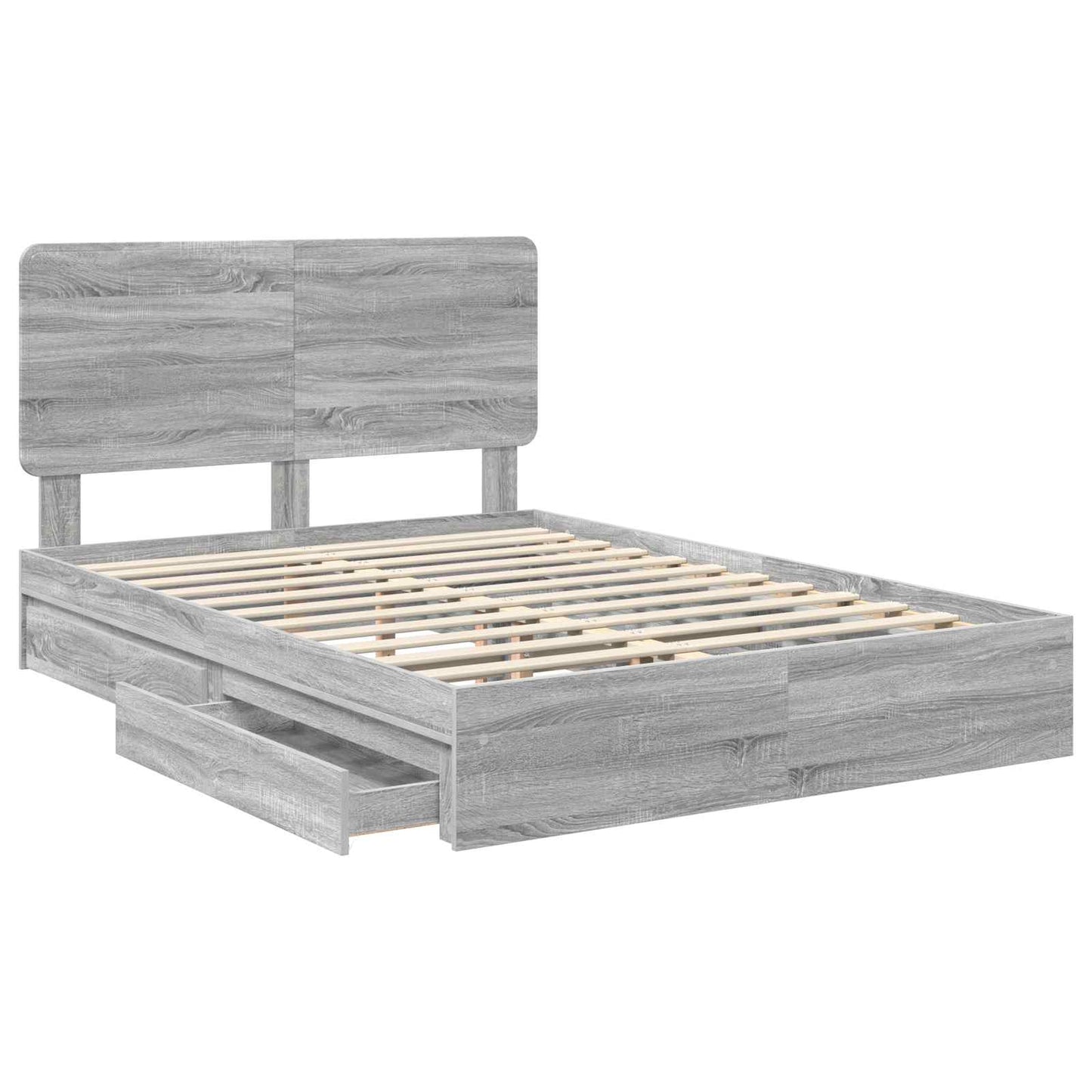 Letto con Contenitore con testiera Grigio Sonoma 150 x 200 cm | homemem39
