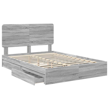 Letto con Contenitore con testiera Grigio Sonoma 150 x 200 cm | homemem39
