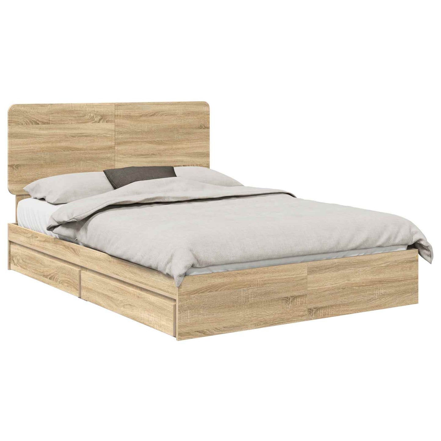 Letto con Contenitore con testiera Rovere Sonoma 140 x 200 cm | homemem39