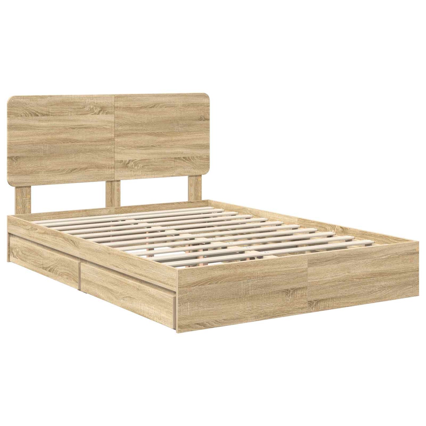 Letto con Contenitore con testiera Rovere Sonoma 140 x 200 cm | homemem39