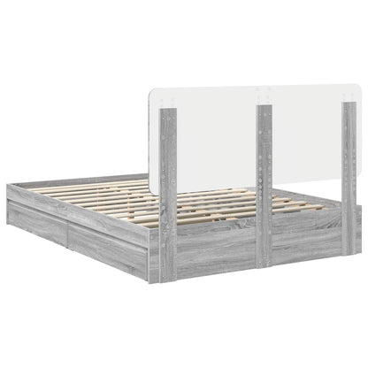Letto con Contenitore con testiera Grigio Sonoma 140 x 200 cm | homemem39