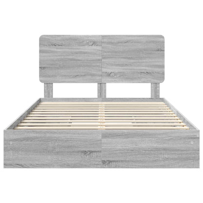 Letto con Contenitore con testiera Grigio Sonoma 140 x 200 cm | homemem39