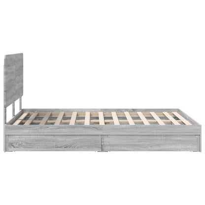 Letto con Contenitore con testiera Grigio Sonoma 140 x 200 cm | homemem39