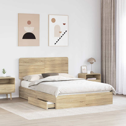 Letto con Contenitore con testiera Rovere Sonoma 140 x 190 cm | homemem39
