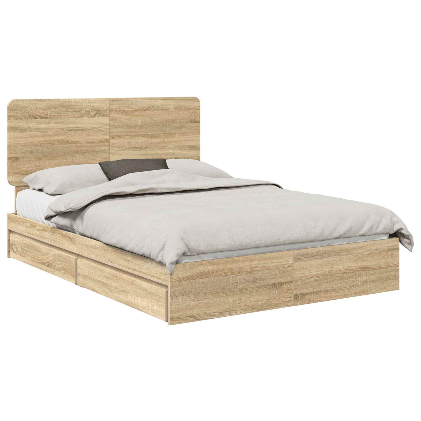 Letto con Contenitore con testiera Rovere Sonoma 140 x 190 cm | homemem39