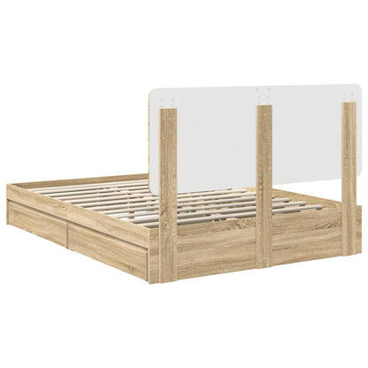 Letto con Contenitore con testiera Rovere Sonoma 140 x 190 cm | homemem39