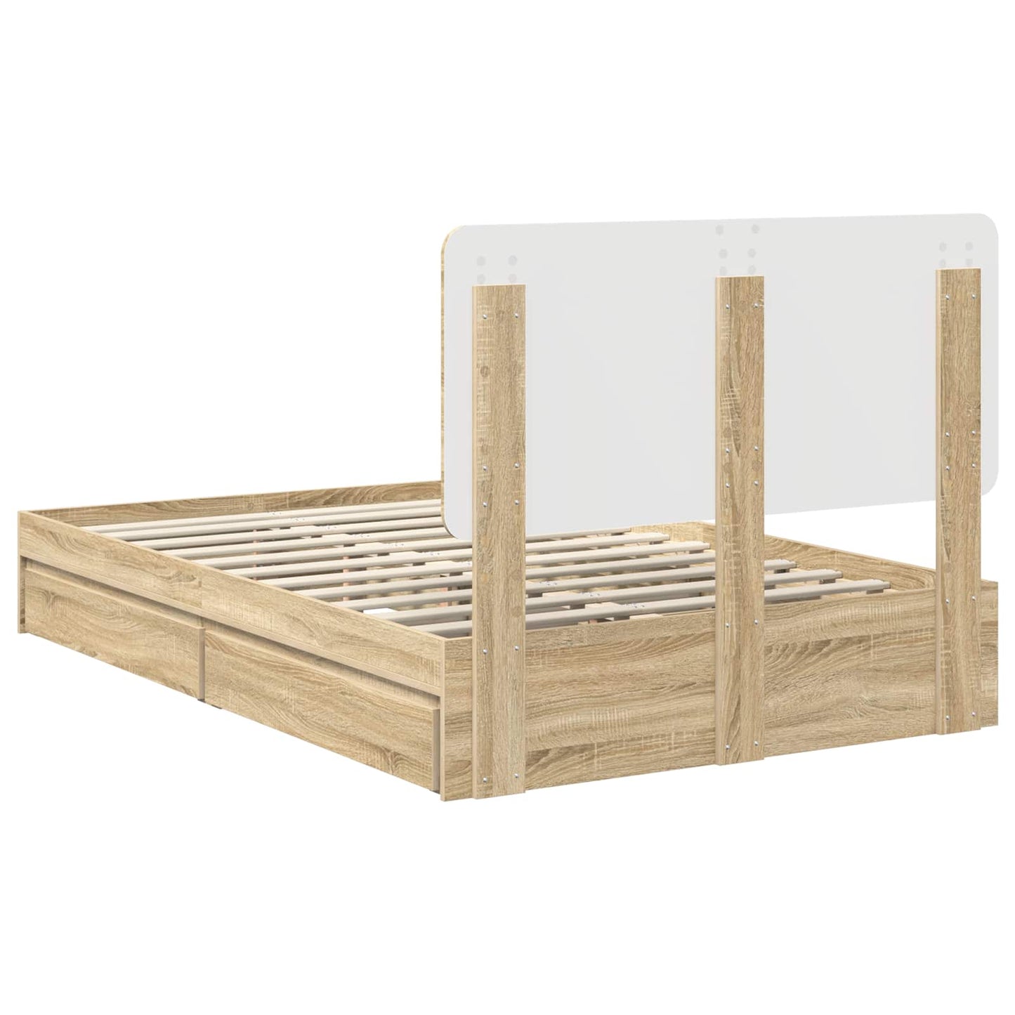 Letto con Contenitore con testiera Rovere Sonoma 135 x 190 cm | homemem39