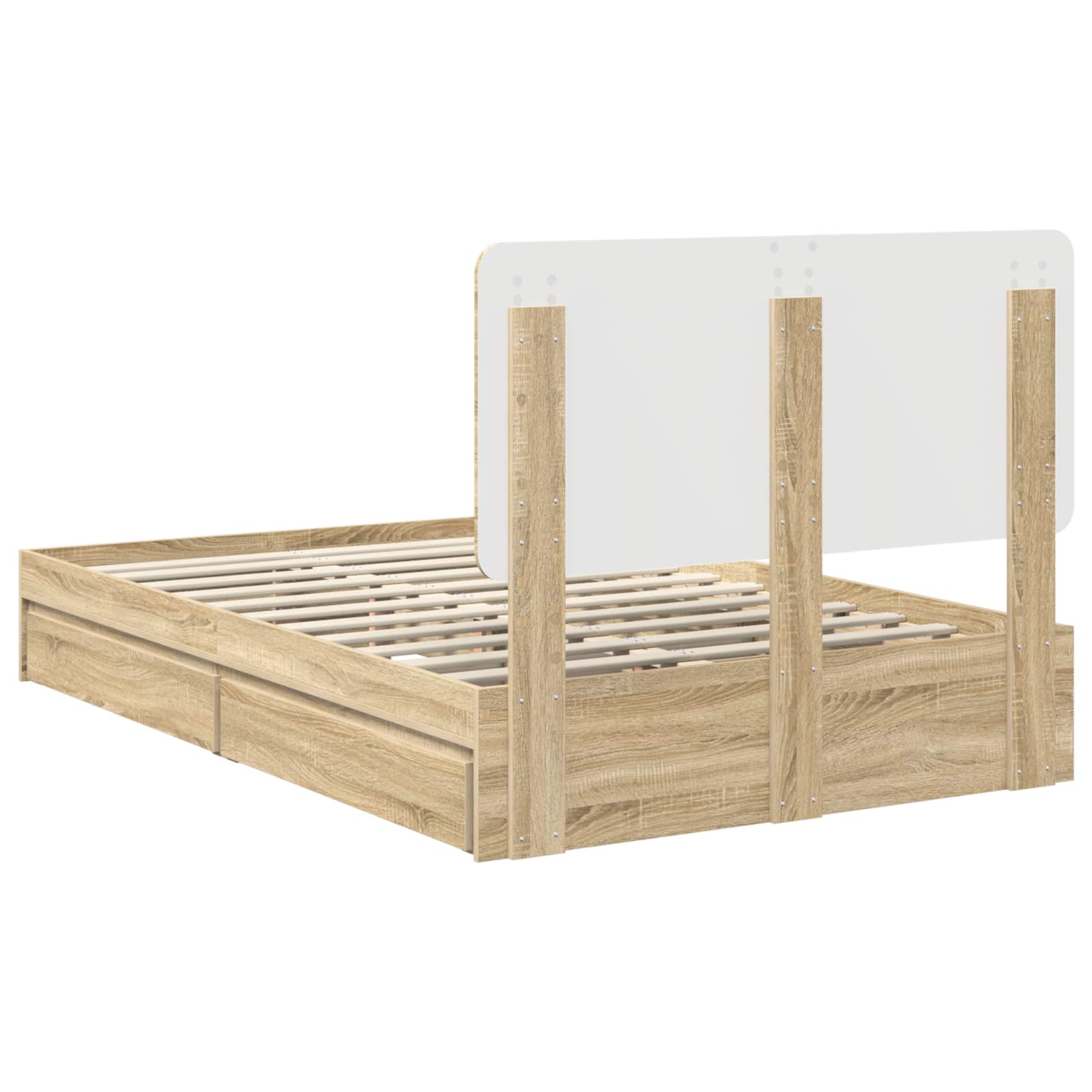 Letto con Contenitore con testiera Rovere Sonoma 135 x 190 cm | homemem39