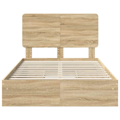 Letto con Contenitore con testiera Rovere Sonoma 135 x 190 cm | homemem39