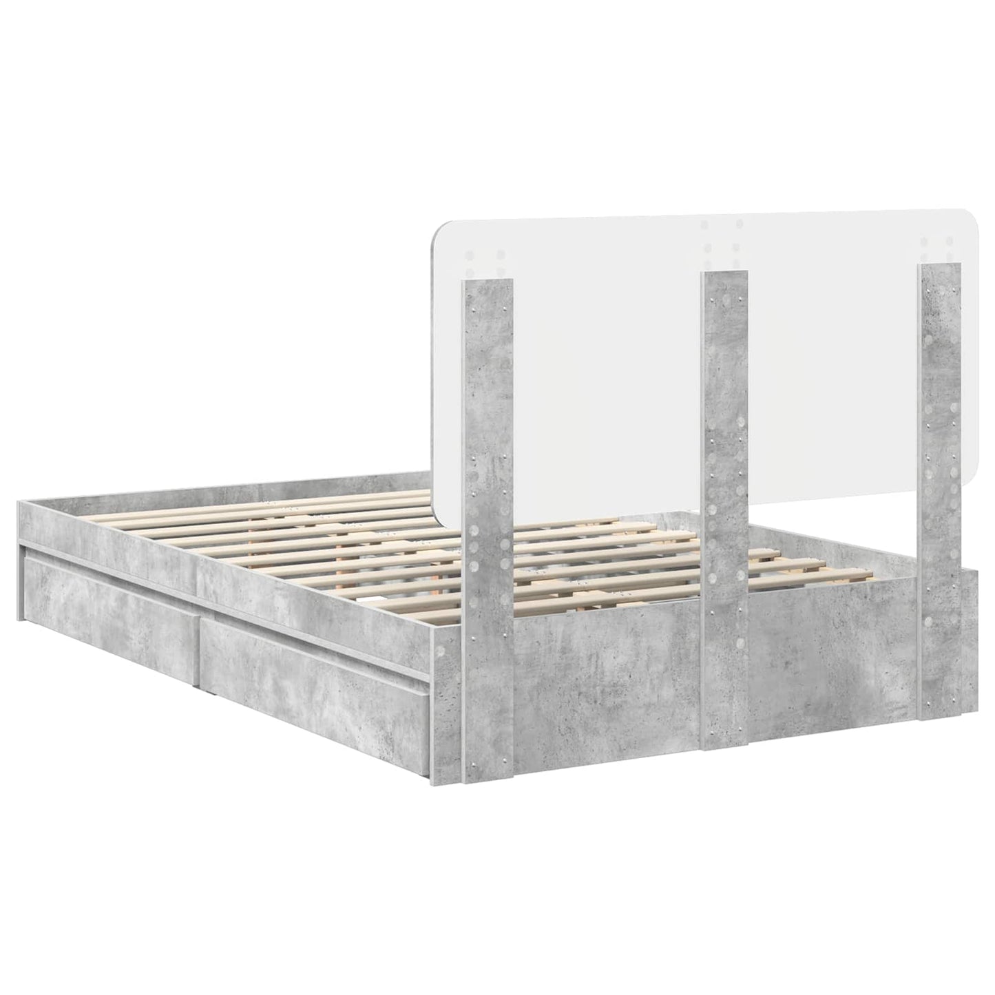 Letto con Contenitore con testiera Grigio cemento 135 x 190 cm | homemem39