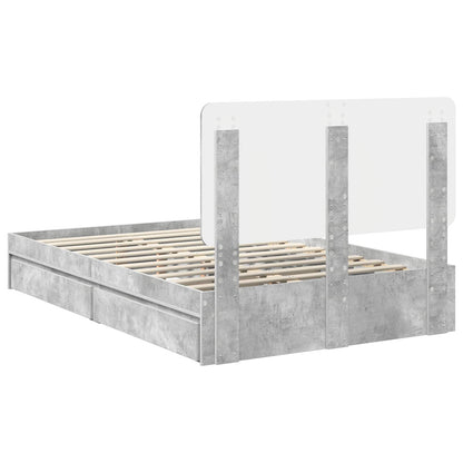 Letto con Contenitore con testiera Grigio cemento 135 x 190 cm | homemem39