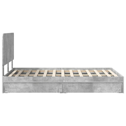 Letto con Contenitore con testiera Grigio cemento 135 x 190 cm | homemem39